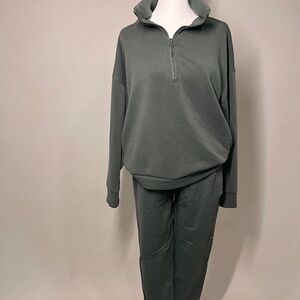 Olive green traveling outfit